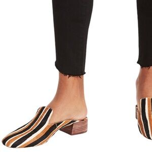 Madewell Striped Mules in Black, White, and Brown